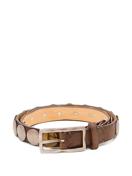  Reptile's House Rectangular Buckle Studded Leather Belt - Brown 