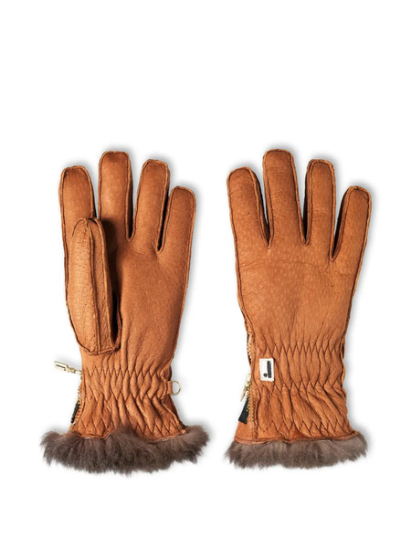  Restelli Fur-trim Havana Gloves - Brown 