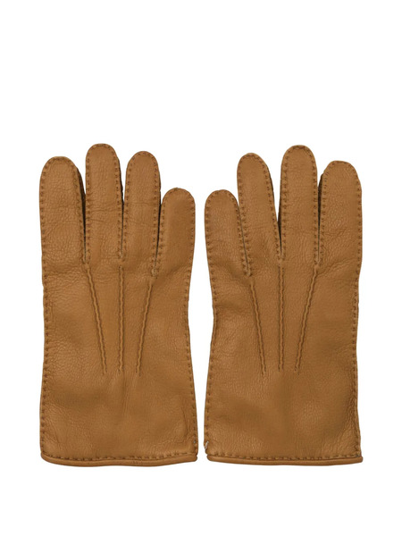  Restelli Stitched Leather Gloves - Brown 