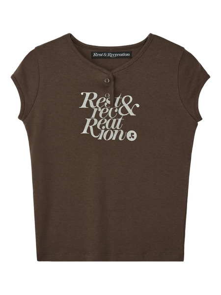  Rest&recreation Cap-sleeve Logo-print T-shirt - Brown 