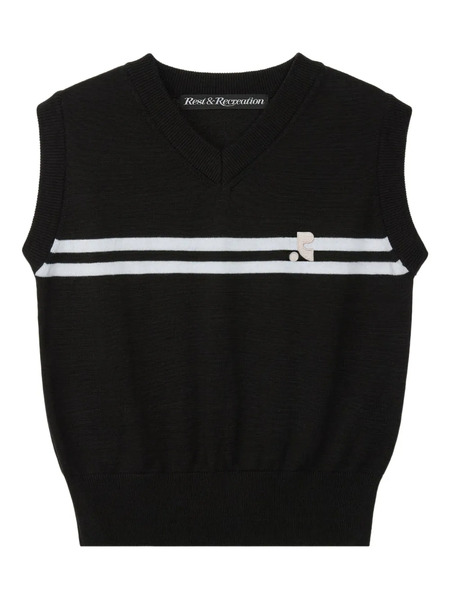  Rest&recreation Double-striped Knit Vest - Black 