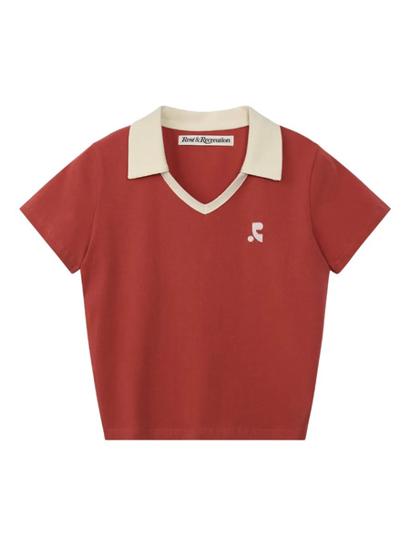 Rest&recreation V-neck Collar Top - Red 