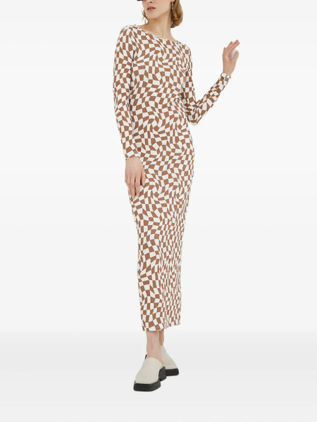  Résumé Checked Midi Dress - Brown 