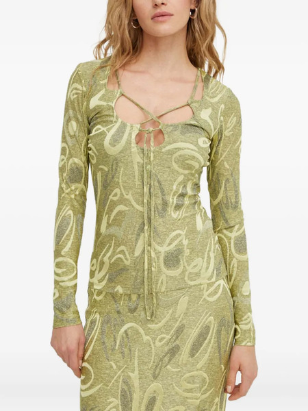  Résumé Cut-out Tie-detail Top - Green 
