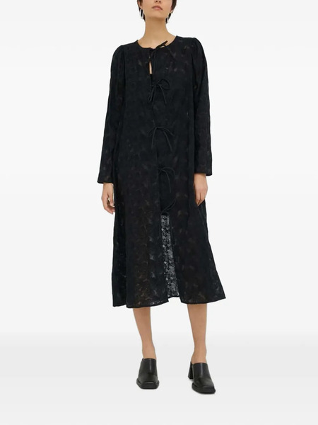  Résumé Tie-front Long-sleeved Midi Dress - Black 