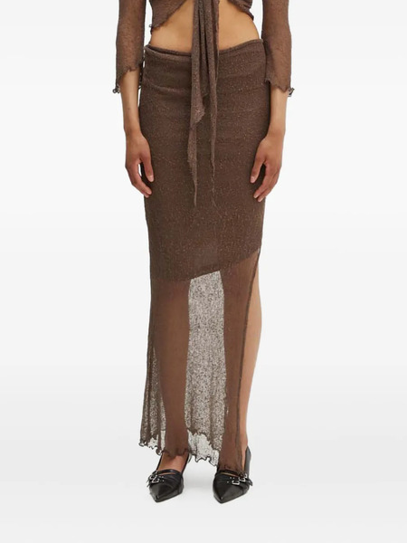 Résumé Tie-front Ruffled Cardigan And Skirt Set - Brown 
