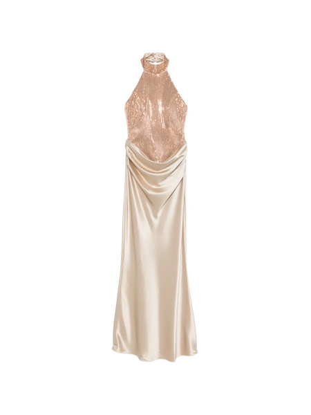  Retrofete Vanya Sequin Halter Maxi Dress - Neutrals 