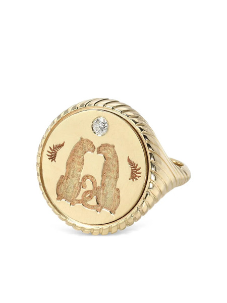  Retrouvaí 14k Yellow Gold Alchemy Love Signet Ring 