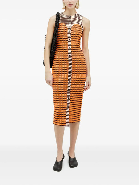  Reward If Found Cardi Striped Ribbed Dress - Orange 