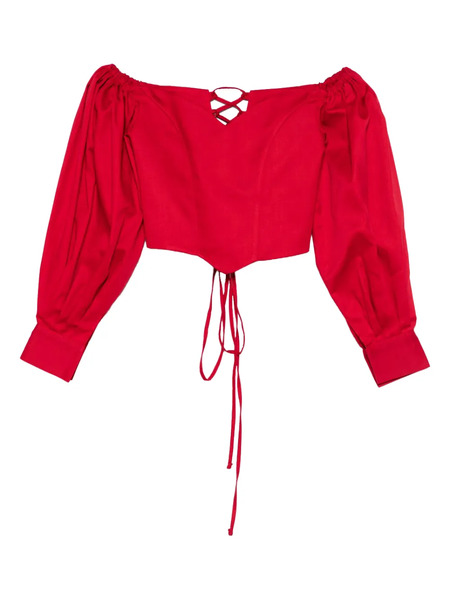  Rhizome Off-shoulder Lace-up Veracruz Blouse - Red 