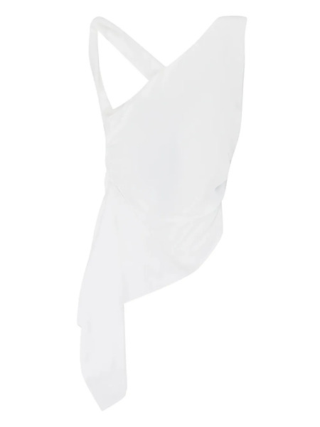  Rhude Asymmetrical Draped Blouse - White 