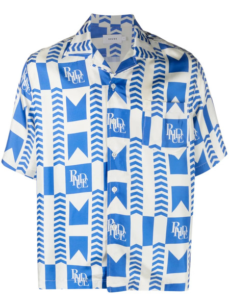  Rhude Graphic-print Silk Shirt - Blue 