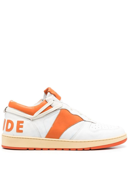  Rhude Logo-patch Leather Sneakers - White 