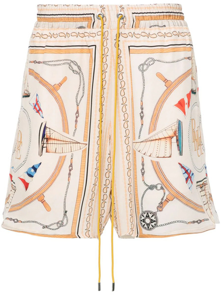  Rhude Nautica Silk Shorts - Neutrals 