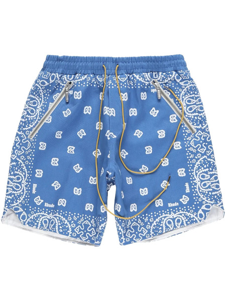  Rhude Paisley-print Deck Shorts - Blue 
