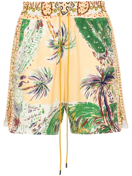  Rhude Palmina Silk Shorts - Yellow 