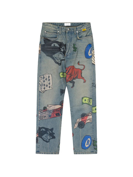  Rhude Printed Straight-leg Trousers - Blue 
