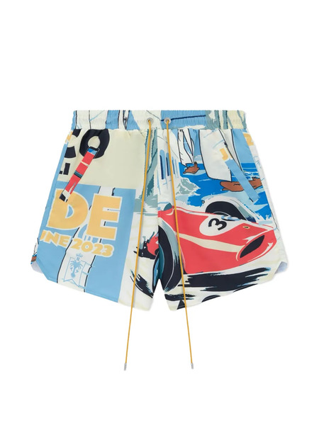  Rhude Printed Swim Shorts - Blue 