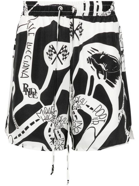  Rhude Strada Silk Shorts - Black 