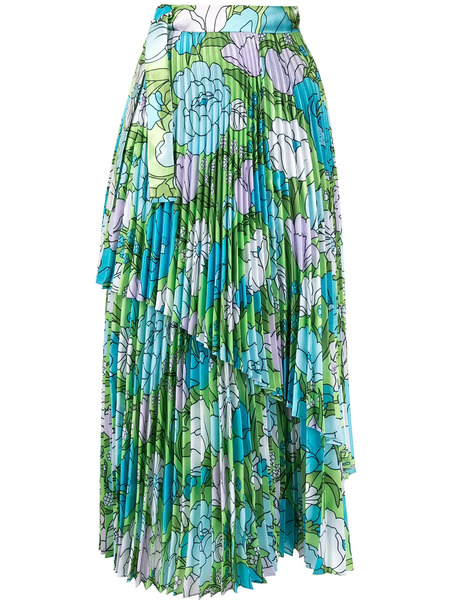  Richard Quinn Floral Pleated Skirt - Blue 