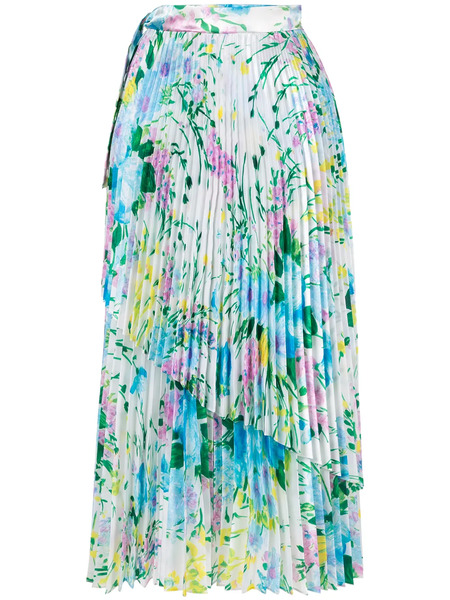  Richard Quinn Floral Pleated Skirt - Blue 