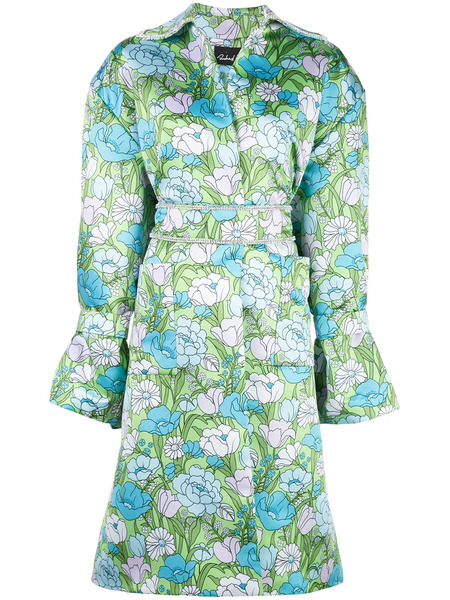  Richard Quinn Floral-print Belted Flared Dress - Blue 