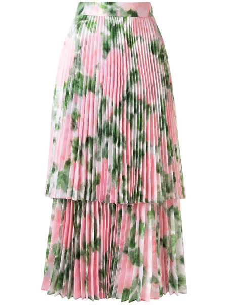  Richard Quinn Floral Print Pleated Skirt - Pink 