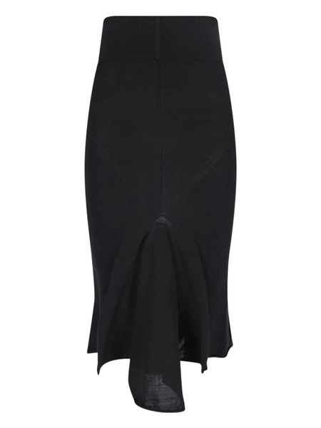  Rick Owens Asymmetric Fishtail Midi Skirt - Black 