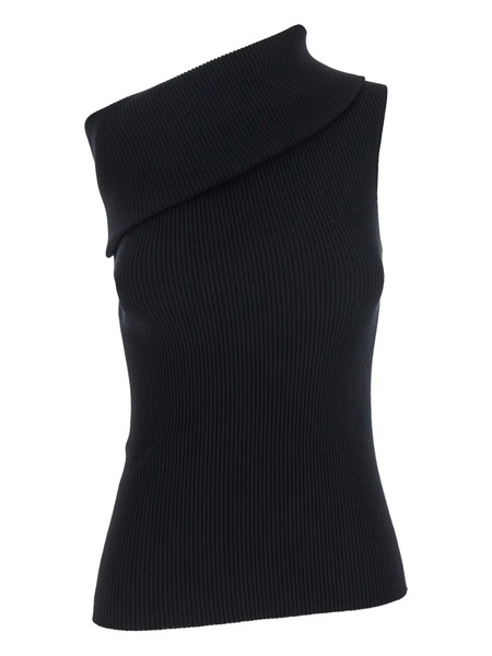  Rick Owens Athena Asymmetric Ribbed Top - Black 