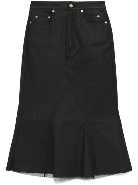 Rick Owens Coated Midi Skirt - Black 