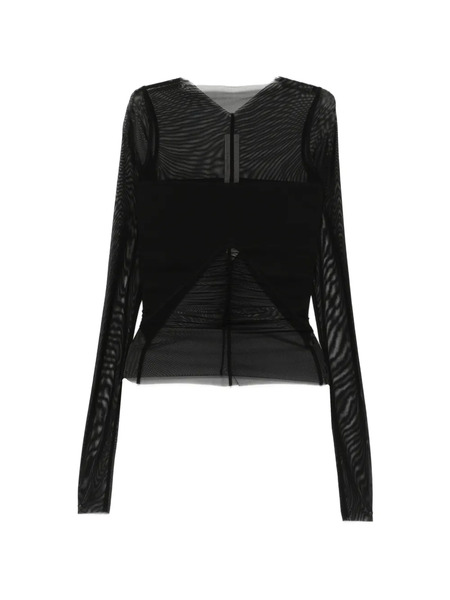  Rick Owens Combo Sheer Long-sleeve Top - Black 