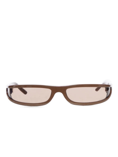  Rick Owens Curved-temple Rectangle Sunglasses - 0404 Brown 