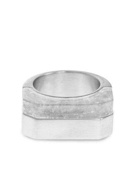  Rick Owens Double Crystal Hollywood Ring - Silver 