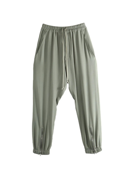  Rick Owens Drawstring Zip Trousers - Green 