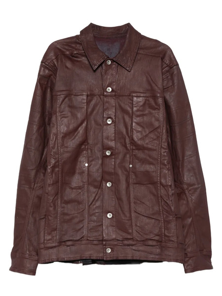  Rick Owens Drkshdw Button-fastening Waxed-effect Shirt Jacket - Red 