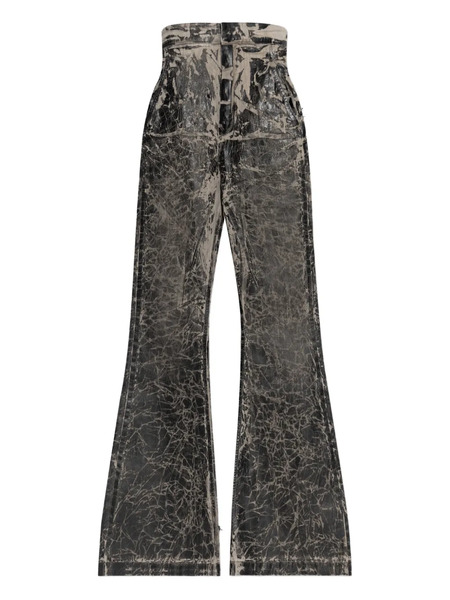  Rick Owens Drkshdw Crackle-effect Flared Trousers - Black 