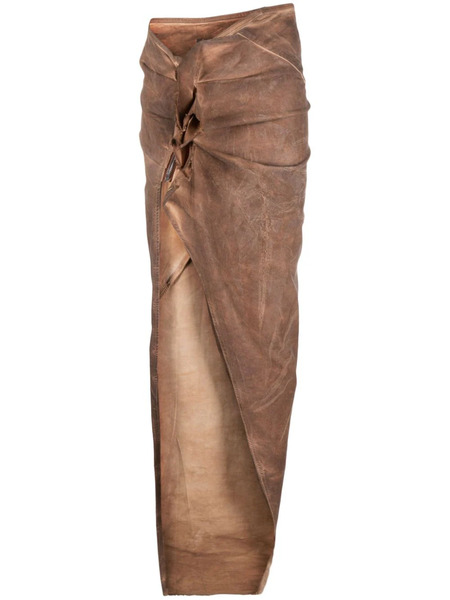  Rick Owens Drkshdw Edfu Asymmetric Maxi Skirt - Brown 