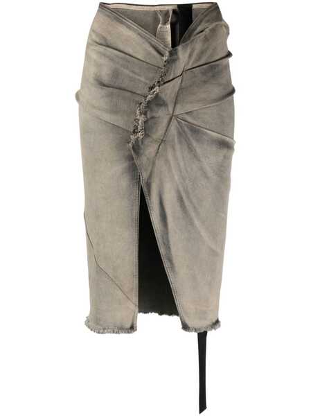  Rick Owens Drkshdw Edfu Front-slit Midi Skirt - Grey 