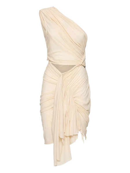  Rick Owens Drkshdw Fog Asymmetric Draped Dress - Neutrals 