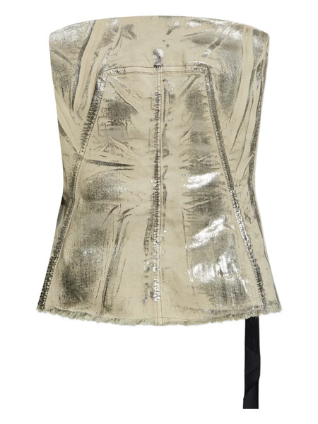  Rick Owens Drkshdw Metallic-effect Frayed-edge Top - Grey 