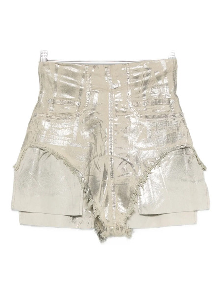  Rick Owens Drkshdw Metallic Frayed Shorts - Grey 