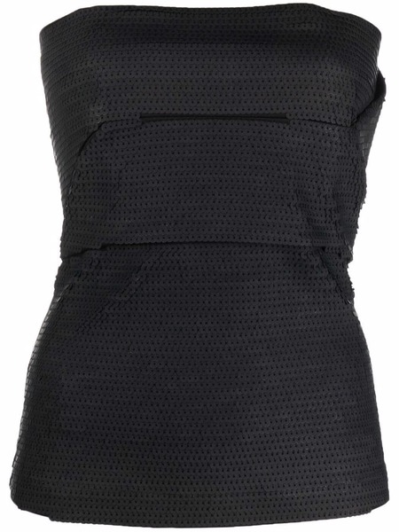  Rick Owens Embroidered Bustier Top - Black 