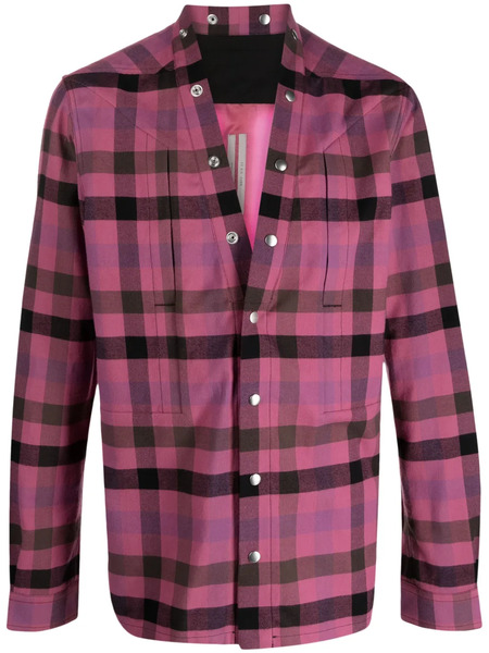  Rick Owens Gingham-check Long-sleeve Shirt - Pink 