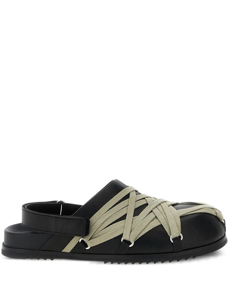  Rick Owens Granola Lace-up Leather Clogs - Black 