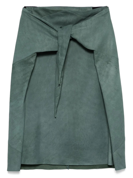 Rick Owens Leather Midi Skirt - Green 