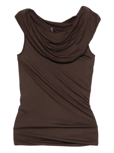  Rick Owens Lilies Cowl-neck Draped Top - Brown 
