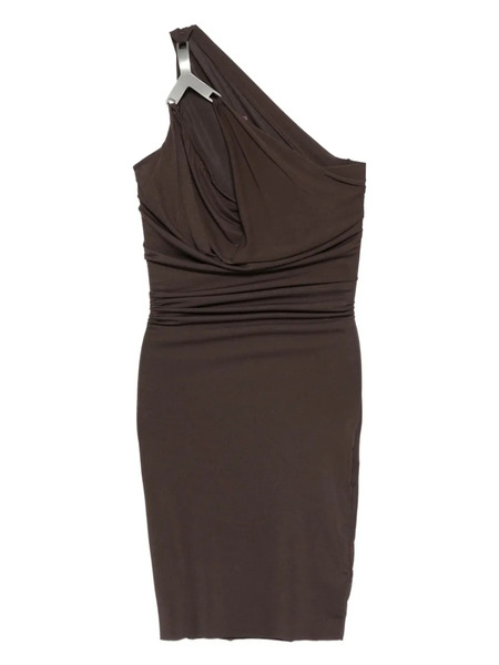  Rick Owens Lilies Draped One-shoulder Dress - Brown 