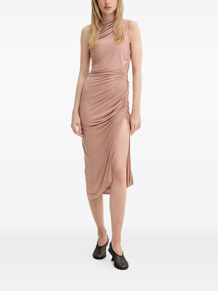  Rick Owens Lilies Draped Ruched Midi Dress - Pink 