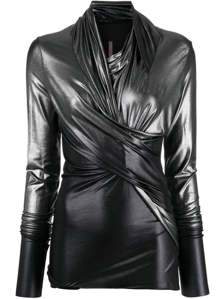 Rick Owens Lilies Easy Asymmetric Draped Top - Silver 