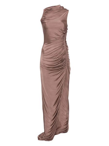  Rick Owens Lilies Ruched Maxi Dress - Brown 